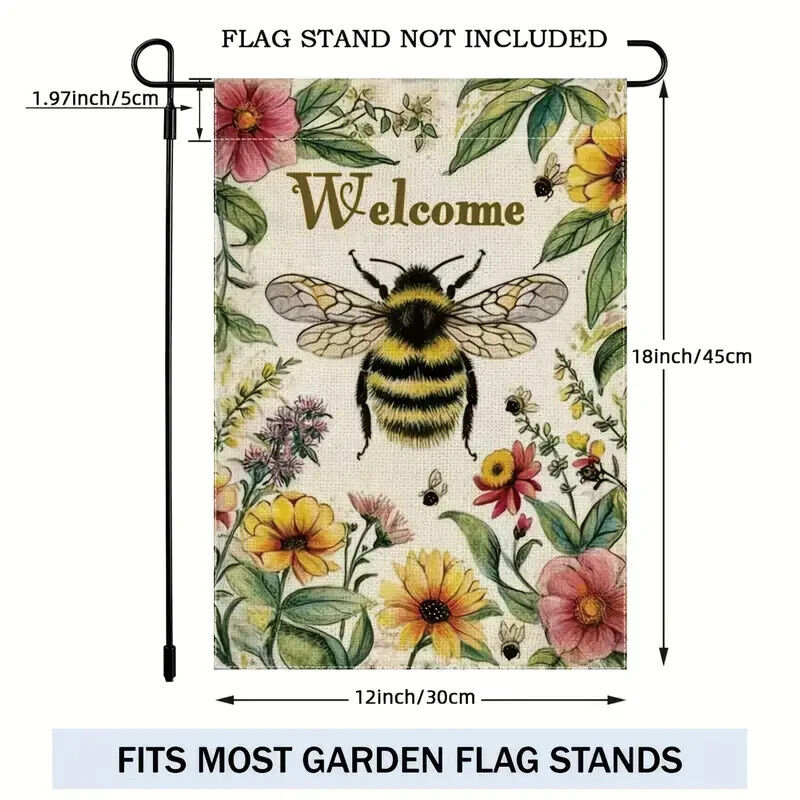 Colorful Bumble Bee Welcome Garden Flag Double Sided 12" x 18" NEW! Home & Garden:Yard, Garden & Outdoor Living:Décor:Flags Cozy Home Treasures
